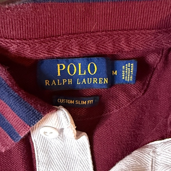 Polo Ralph Lauren RLFC Skull Rugby Shirt Custom Slim Fit Medium Red Blue - Picture 4 of 4